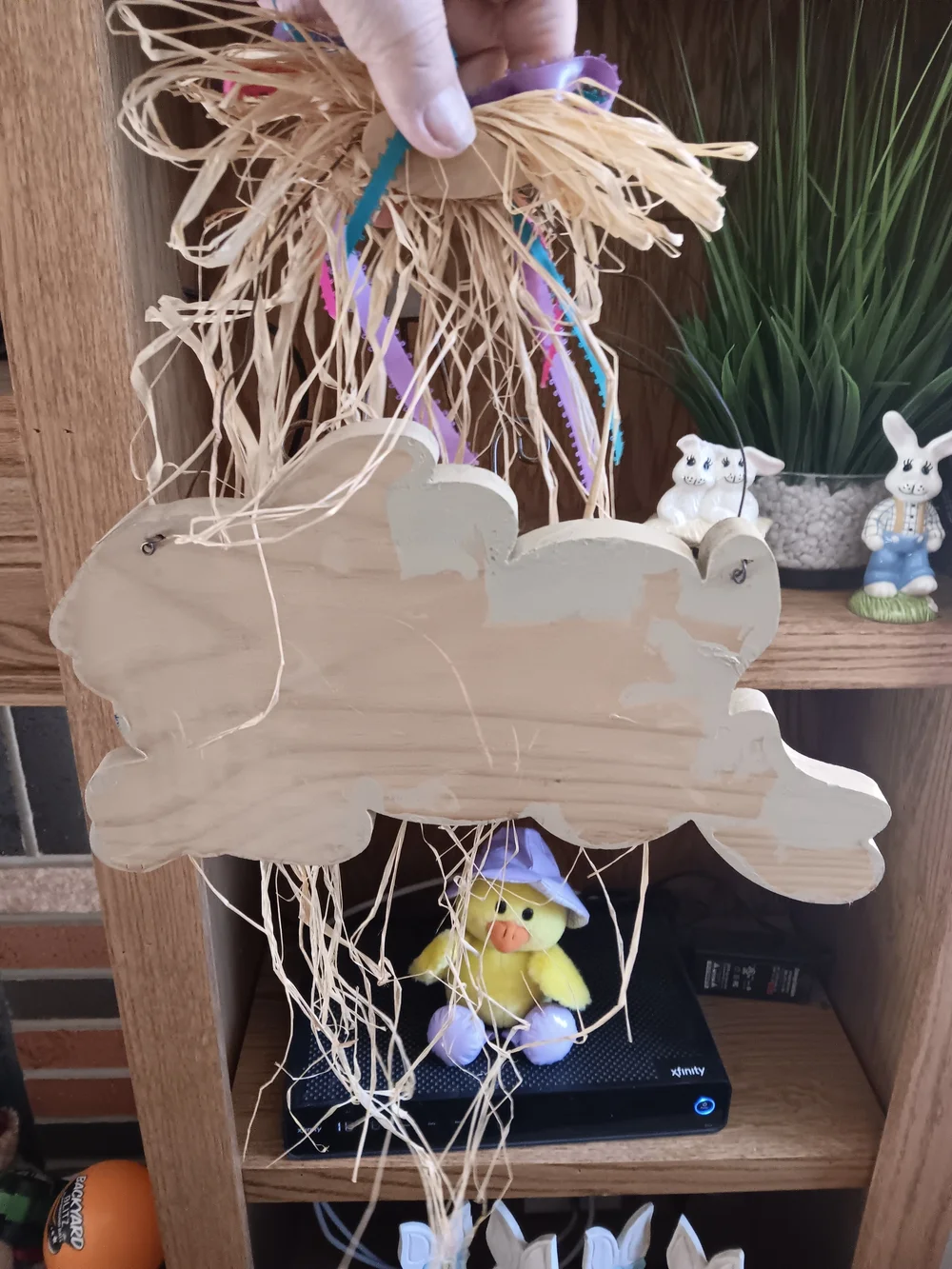 Wooden Door Hanging Easter Rabbit